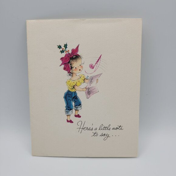 Hallmark Vintage Christmas Greeting Card 1947 Blue Jean Illustration Delight 40s - Picture 1 of 5